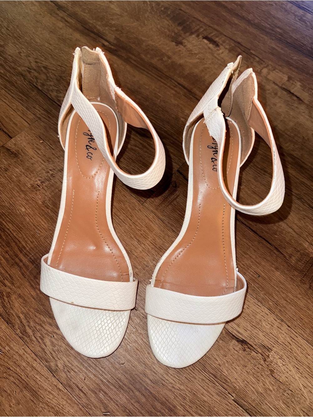 Style & Co. Cream Ankle-Strap Heeled Sandals